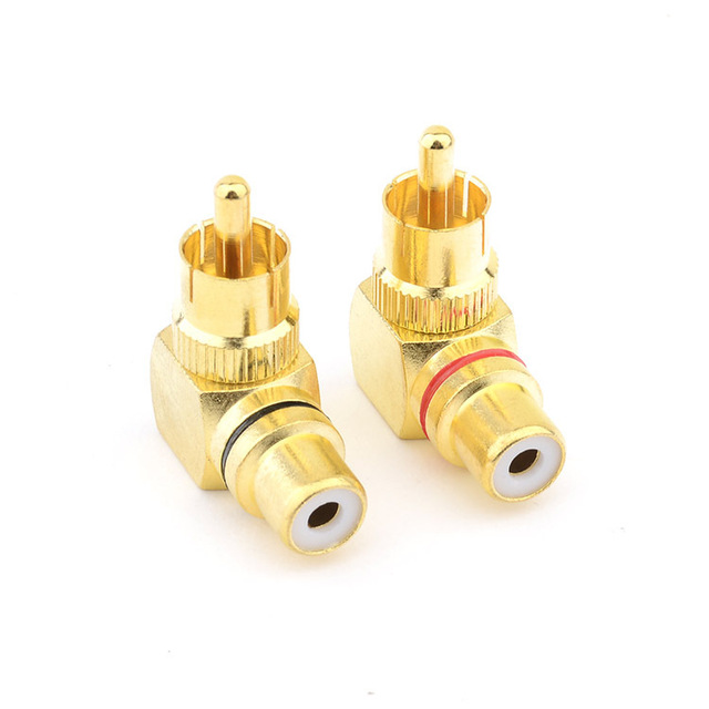 Pure Copper RCA Lily-Shaped Adapter - Male to Female Right-Angle 90-Degree Plug Male to Female L-Shaped Connector