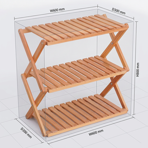Modern Foldable Wooden 3-Tier <b>Shoe</b> Shelf - Compact Freestanding <b>Storage</b> <b>Rack</b> for Home - Product Image 3