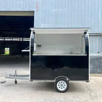 Chariot de restauration mobile noir pour mini hot-dogs, prix d'usine, camion de cuisine de rue personnalisé, remorque alimentaire ronde