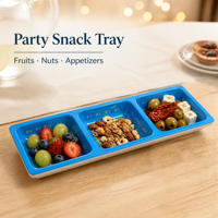 Plateau de service à trois sections, plateau à apéritifs divisé en trois compartiments pour les fêtes, les fruits, les noix et les repas à la maison