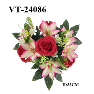 2025 más nuevo 33cm poliéster Rosa artificial/Calla Lily Bush 13 tallos graduación Día DE LA MADRE Pascua Navidad Halloween Año Nuevo - Product Image 2