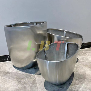 Combinaison créative de pots de fleurs décoratifs sur pied, miroir en acier inoxydable électro-plaqué, pour jardin, bureau, hôtel, usage domestique - Product Image 3