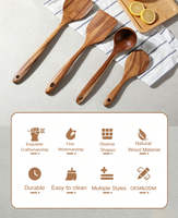 Ensemble d'ustensiles de cuisine en bois de teck écologiques, outils de cuisson antiadhésifs pour la maison, la cuisine et les restaurants