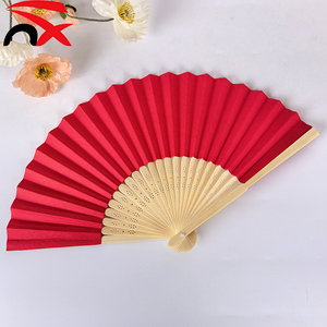 <span class=keywords><strong>Vente</strong></span> directe usine – Éventail en papier coloré vierge, éventail pliant DIY, matériel fait main, éventail pliant en bambou de couleur unie pour cadeau - Product Image 6
