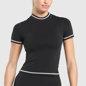 เสื้อยืดผู้หญิงสำหรับฤดูร้อน แห้งเร็ว ชุดกีฬา กระชับรูปร่าง สวมใส่สบาย ออกกำลังกาย รับสกรีนโลโก้ เสื้อยืดแขนสั้น - Product Image 1