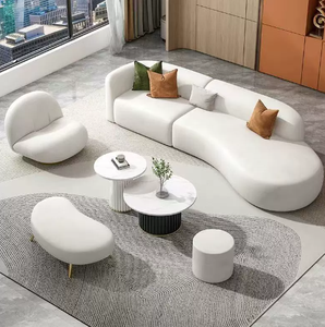 Italienisches Licht Luxus Modernes gebogenes Sofa Nordic Minimalist Tech Stoff Massivholz rahmen Edelstahl Wohnzimmer Internet - Product Image 6