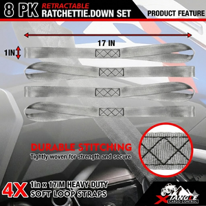 Correas de Amarre Retráctiles Automáticas Personalizables, Paquete de 4, 1"x10 pies, 1760 lb, Correas de Sujeción Retráctiles de Alta Resistencia para UTV y Motocicletas Todoterreno - Product Image 2