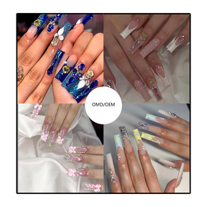 <span class=keywords><strong>Faux</strong></span> <span class=keywords><strong>ongles</strong></span> à presser en strass français, style européen et américain, 24 pièces, amovibles, longue durée, populaires - Product Image 1