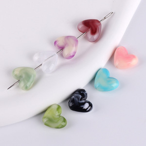 Cuentas de Corazón Irregulares de Acrílico Bicolor Degradado de Jade de 17x14mm al por Mayor, Cuentas Sueltas con Agujero Recto para Joyería DIY, Pulseras y Collares - Product Image 2