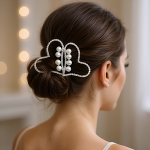 E3208 Attache-cheveux en or blanc en forme de cœur, élégant, pour femmes, accessoire de bijoux de haute qualité pour la Saint-Valentin - Product Image 2