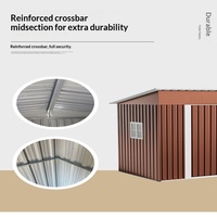 Nouveau cabanon de rangement extérieur en fer couleur café - Antirouille, imperméable, résistant aux UV, mobile, pour cour et utilitaire