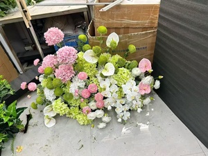 Arreglos Florales de Hortensias Rosas y Verdes de Tacto Real para Bodas, Centros de Mesa, Decoración Artificial para Baby Shower y Pasillos de Fiesta - Product Image 4