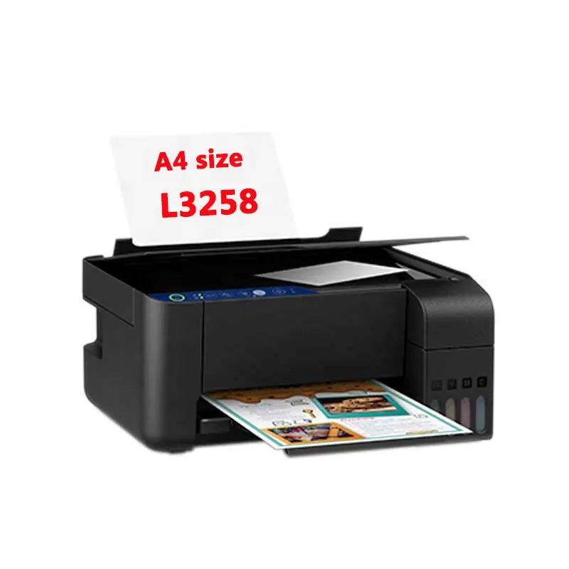 Hot bán A4 kích thước cho Máy tính để bàn thăng hoa in ấn 4 màu sắc Máy in phun l3258 bản sao kỹ thuật số scan in ấn