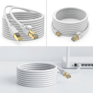 Câble Ethernet intérieur Cat8 SFTP en PVC, conducteur en cuivre pur 28AWG, connecteur RJ45, noir et blanc, 1M-30M, câble de raccordement réseau - Product Image 2