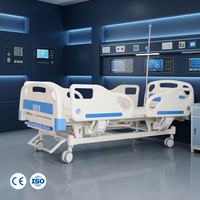 Lit médical manuel à 3 manivelles avec support de cadre robuste en ABS, dossier réglable et système de levage complet du corps