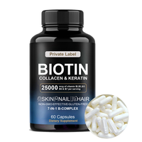 Vitaminas para la Salud del Cabello, Uñas y Piel con Biotina, Colágeno, Queratina y Ácido Hialurónico de Marca Privada para Adultos, Sin Gluten