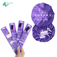 Bonnets de cheveux réversibles en satin de soie avec logo personnalisé et emballage individuel 3 en 1 Brosse de contrôle des bords avec emballage personnalisé