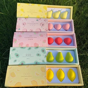 ฟองน้ำรูปผลไม้3ชิ้นชุดอุปกรณ์แต่งหน้าฉลากส่วนตัวชุดทำฟองน้ำชุดอุปกรณ์เสริมความงามสำหรับผู้หญิงฟองน้ำแต่งหน้า - Product Image 1