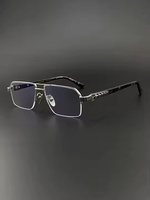 Montures de Lunettes Semi-Cerclées en Métal Léger de Haute Qualité pour Hommes, Forme Visage Diamant, Optique Formelle pour Lecture