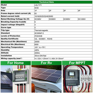 Cnlonqcom năng lượng mặt trời chuyển đổi MCB <span class=keywords><strong>2P</strong></span> dc600v 16A 20A 25A 32A 40A 50A 63A bảo vệ mạch thu nhỏ ngắt mạch cho PV - Product Image 2