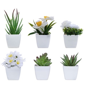 Künstliche Seidenblume <span class=keywords><strong>Mini</strong></span>-Topfpflanze Grünpflanze Kunstpflanze Deko Wohnzimmer Büro Schreibtisch Sukkulente Rosen-Stil Künstlicher Topf - Product Image 5