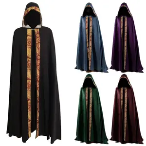 Factory Direct Adult Halloween Costumes Medieval Gothic Hooded Cloak Coat Halloween Party Mystery Cape