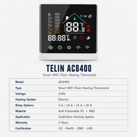 TELIN AC8400 Smart WiFi Thermostat Pemanas Lantai 230V Dapat Diprogram Layar Sentuh Kaca 7 Hari untuk Pemanas Lantai Bawah Hotel Apartemen