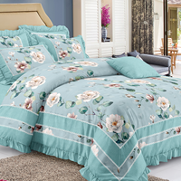 Parure de lit de luxe en polyester/coton bio imprimé tissé moderne 400TC, taille King Size, 6 pièces : 1 housse de couette, 1 drap-housse, 4 taies d'oreiller