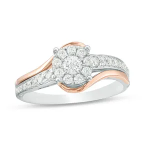 特殊时尚珠宝锆石戒指女孩925银纯银和9ct 14k玫瑰金电镀戒指