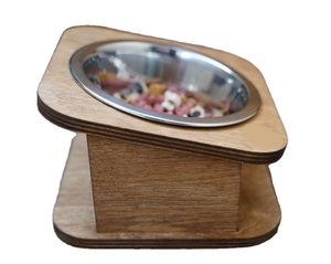 Gamelle surélevée inclinable en bois pour animaux de compagnie – Confort et praticité pour l'alimentation – Bol d'eau portable pour intérieur - Product Image 1