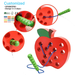 Juguetes Educativos de Madera Montessori EDULAND OEM ODM <span class=keywords><strong>para</strong></span> Niños Pequeños, Juguete de Enhebrado con Forma de Insectos y Frutas <span class=keywords><strong>para</strong></span> el Aprendizaje Temprano - Product Image 3