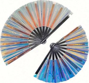 พัดไม้ไผ่ลายโฮโลแกรมสำหรับผู้หญิง พัดพับขนาดใหญ่ ของขวัญทางธุรกิจสำหรับเทศกาล งานแสดงความภาคภูมิใจ และตกแต่ง - Product Image 4