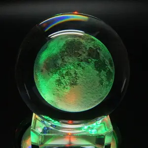 Grosir bola kristal sistem surya 3d 100mm 70mm lampu malam bola kristal campuran ajaib bersinar bola bumi lampu led kaca