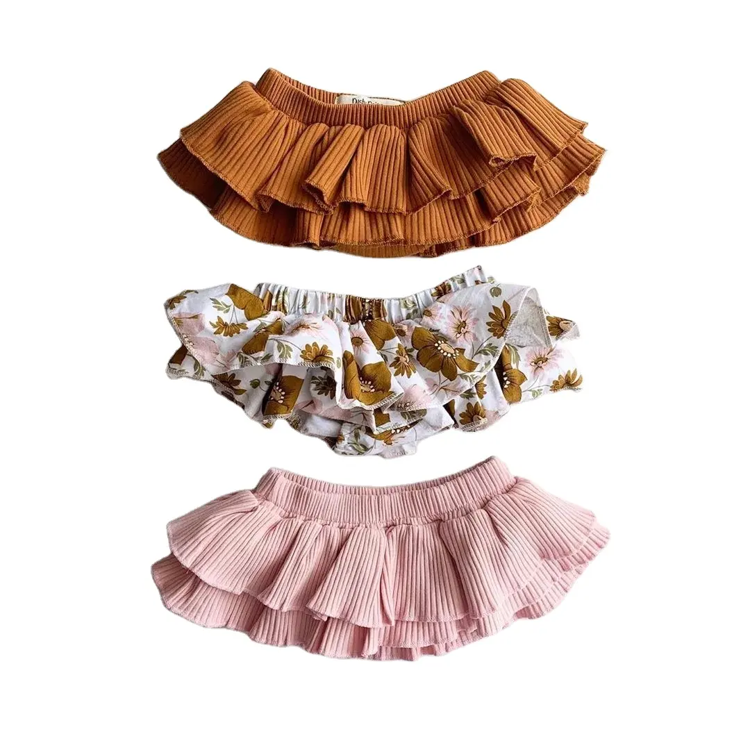 Baby Summer Clothing Infant Newborn Baby Girls Floral Ruffled Shorts Solid Skirts Fashion Bottoms PP Shorts skirt