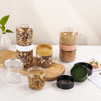 Bouteilles en plastique doubles de 250 ml, 360 ml, 500 ml, 700 ml avec couvercles colorés pour l'emballage alimentaire, pots en plastique transparents avec couvercles