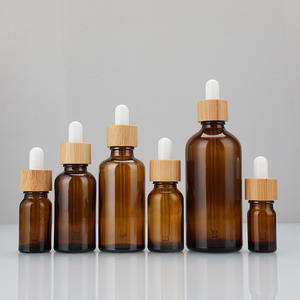 Grosir 5ml 10ml 15ml 20ml 30ml 50ml 100ml Amber kosong minyak esensial bambu penetes botol kaca dengan pipet - Product Image 4