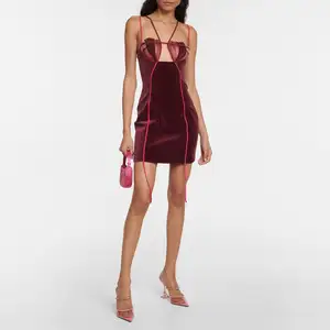 Hot Bán Sexy Dresses Phụ Nữ Câu Lạc Bộ Đêm 2023 Cut-out Nhung Lưới Mini Dress Phụ Nữ Mùa Hè Ăn Mặc
