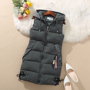 Nouveau automne et hiver dames gilet ample mi-long femmes gilet <span class=keywords><strong>grande</strong></span> <span class=keywords><strong>taille</strong></span> <span class=keywords><strong>sans</strong></span> <span class=keywords><strong>manches</strong></span> à capuche coton gilet veste pour femmes - Product Image 5