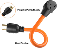Adaptateur de prise NEMA L14-30P mâle vers 6-50R femelle 4 broches 30 ampères pour générateur vers 50 ampères Cordon d'alimentation 1.5FT STW 10/3 AWG
