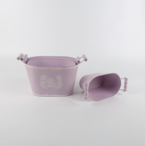 Juego <span class=keywords><strong>de</strong></span> tres macetas <span class=keywords><strong>de</strong></span> Metal galvanizado, decoración <span class=keywords><strong>de</strong></span> jardín verde Lila, flores y hierba, con mango - Product Image 1