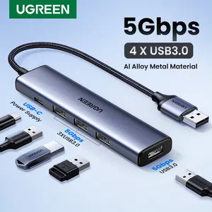 UGREEN USB3.0 हब प्रकार सी करने के लिए 4 बंदरगाहों यूएसबी हब 5Gbps USB3.0 एडाप्टर मैकबुक प्रो एयर के लिए M1 पीसी लैपटॉप सहायक उपकरण यूएसबी सी हब फाड़नेवाला