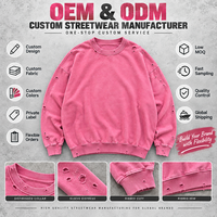 Sweat-shirt Homme Vintage Délavé et Vieilli, Col Rond Oversize, Style Streetwear, Vente en Gros, Mode Décontractée, Personnalisable OEM ODM