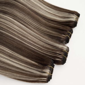 Wholesale Virgin Hair Manufacturers <b>Cheap</b> Natural Straight Blackdark Brownlight Brown Thick Machine Weft Hair <b>Extension</b> - Product Image 2