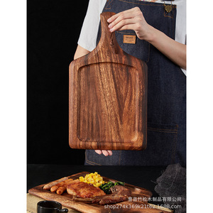 Bandeja Redonda de Madera de Nogal Negro para Pizza, Duradera, para Servir Comida Occidental en Fiestas, Tabla de Cortar - Product Image 2