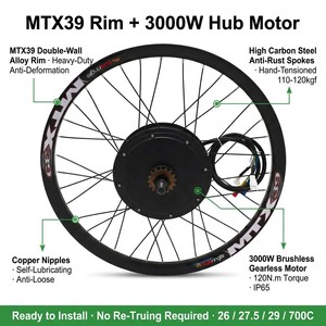 Kit de conversion de vélo <span class=keywords><strong>électrique</strong></span> 72V 3000W avec <span class=keywords><strong>moteur</strong></span> à moyeu sans balais et contrôleur, transmission arrière, ensemble complet - Product Image 4