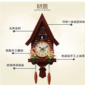 Cuckoo <b>Clock</b> For Living Room <b>Battery</b> Powered European Style With Hourly Chime Single Face Wall <b>Clock</b> - Product Image 4