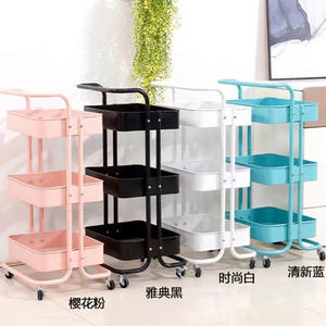 Chariot utilitaire polyvalent à 3 niveaux avec roues en métal Chariot de service de cuisine à domicile avec grand rangement - Product Image 3