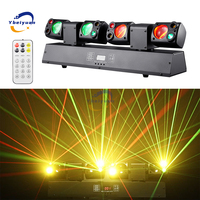 Projecteur LED 80W à double tête mobile avec faisceau lumineux rouge/vert, laser jaune clignotant, DMX512, télécommande, pour DJ, discothèque, fête, scène, effet lumineux