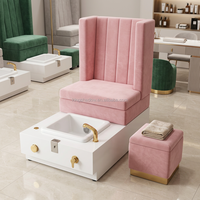 Meubles de salon de beauté, bar à ongles, fauteuil de luxe pour spa des pieds, fauteuil de pédicure en velours rose, fauteuil de reine