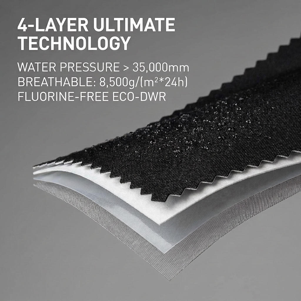 Elite 35000mm Waterproof Breathable Woven Eco-Friendly 4 Layer 100% Nylon Taslan Fabric For Professional Fishing Waders Hunting